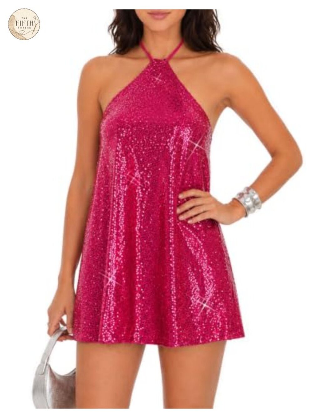 Sequin Mini Dress Halter Backless Party Cocktail Sheath Sleeveless
